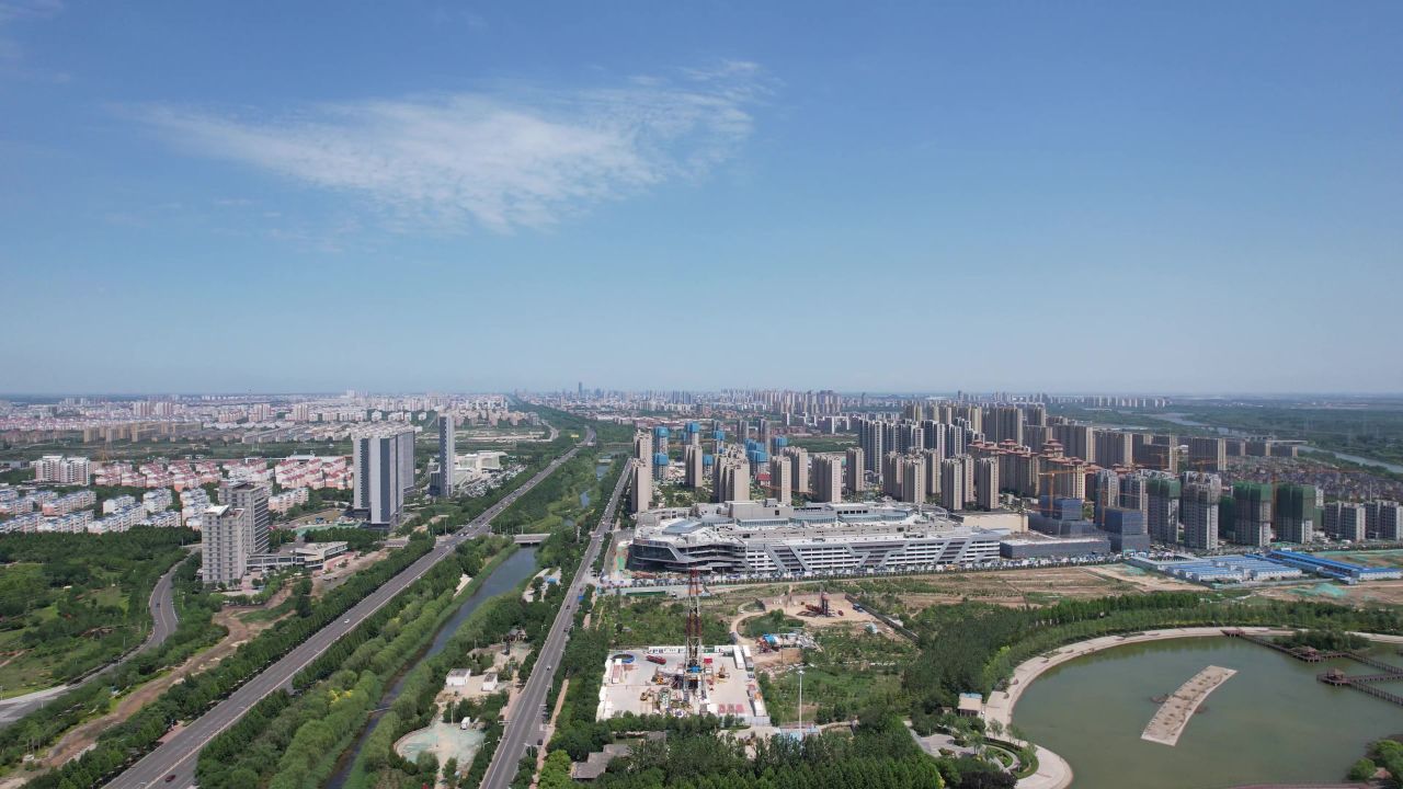 山东东营城市风光航拍 