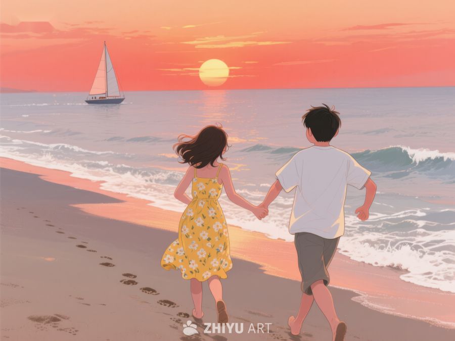海边日落，牵手漫步 254