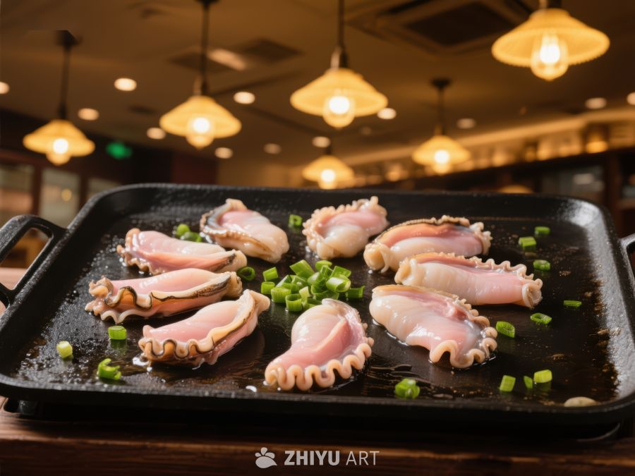 铁板上的鲜嫩鱿鱼圈