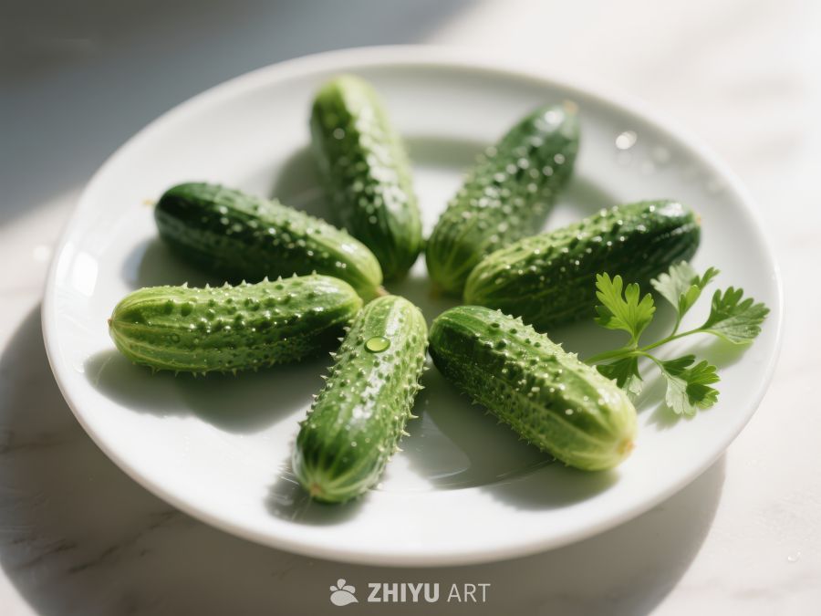 新鲜黄瓜盘中摆放 537