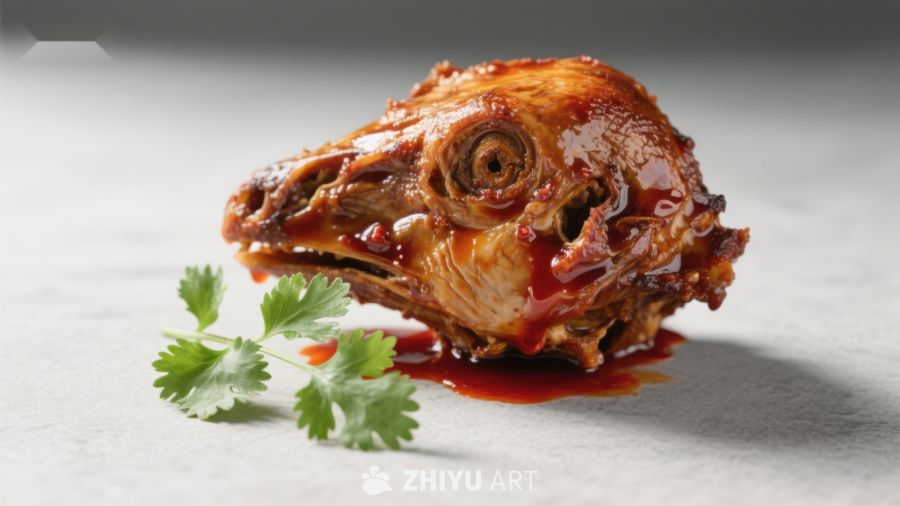 烤制鱼头配香菜