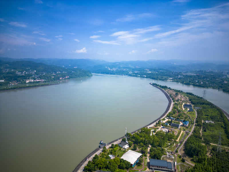 湖北宜昌长江风光航拍摄影图