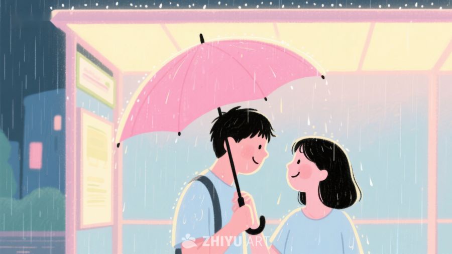 雨夜共伞，温馨相伴 619
