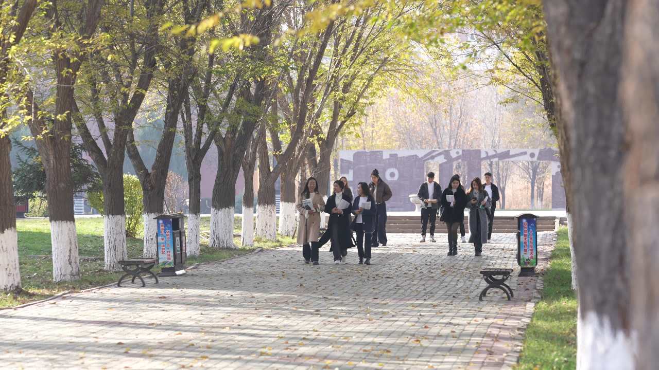 校园里行走的大学生