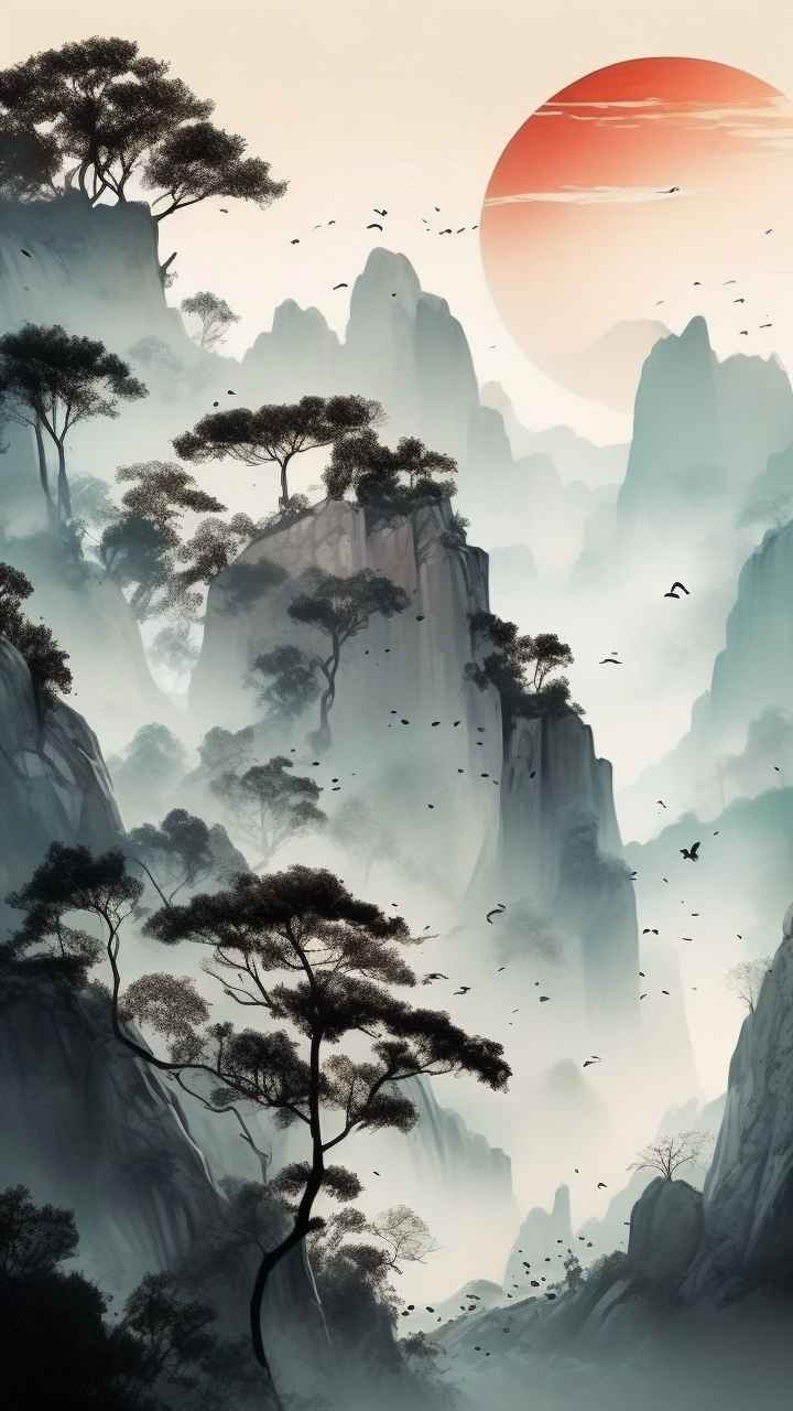 国风山水画背景插画 40