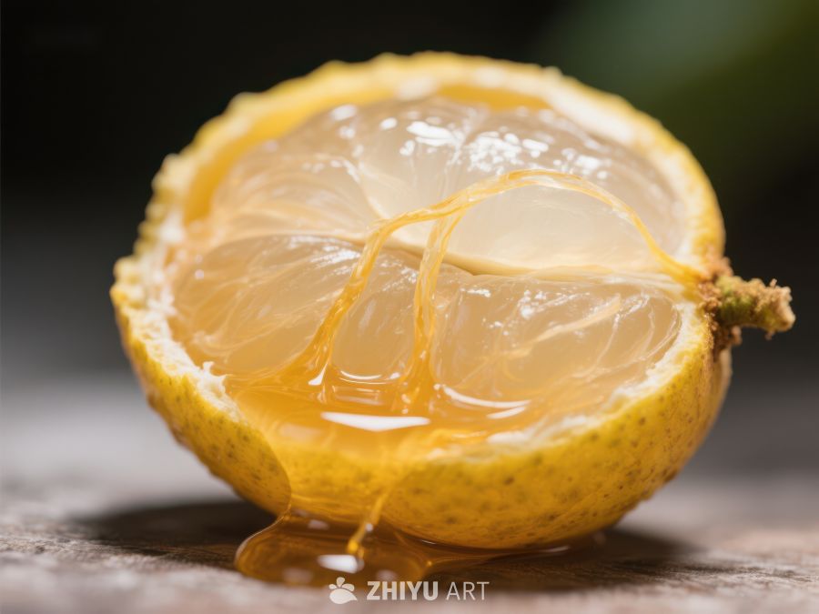 新鲜柠檬切半，汁液四溢 655
