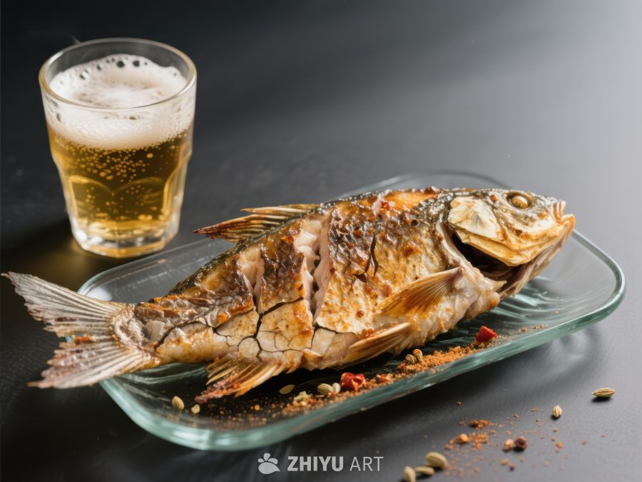 烤鱼配啤酒，美味佳肴 307