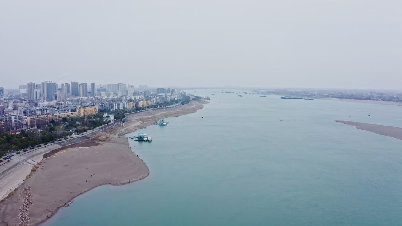 湖北荆州长江大桥航拍