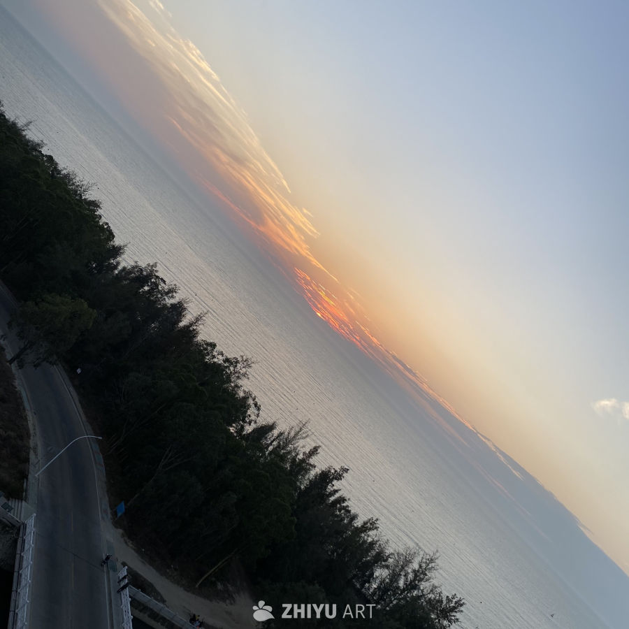 海岸日落公路景