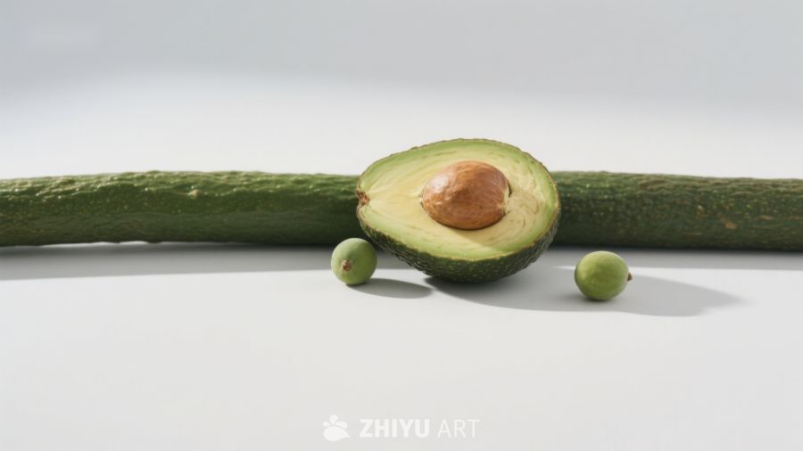 切开的牛油果与黄瓜并置 358
