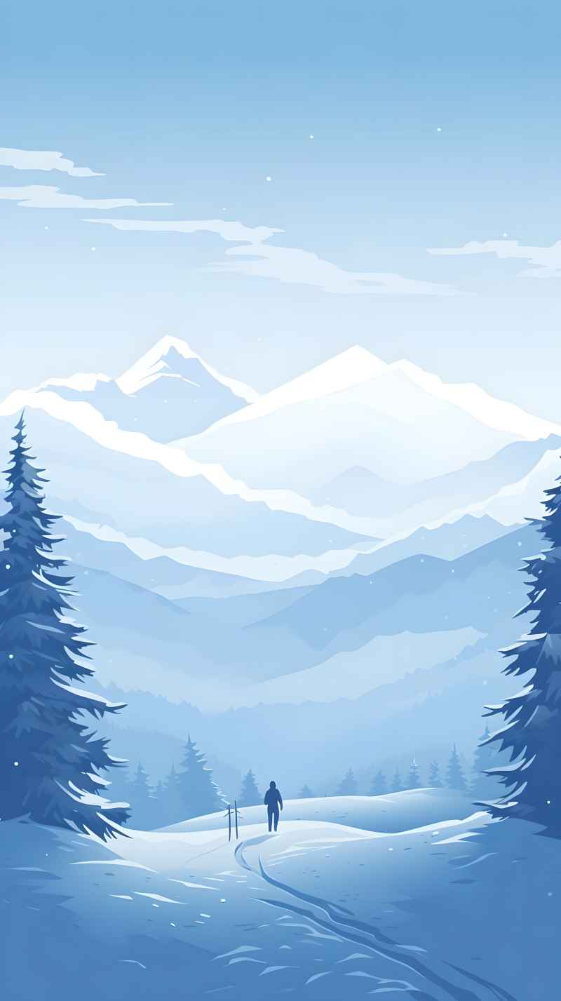 冬季唯美雪景创业插画 27