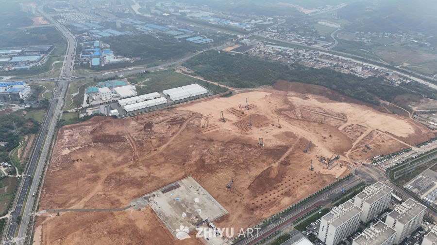 城市化进程中的大型工地航拍