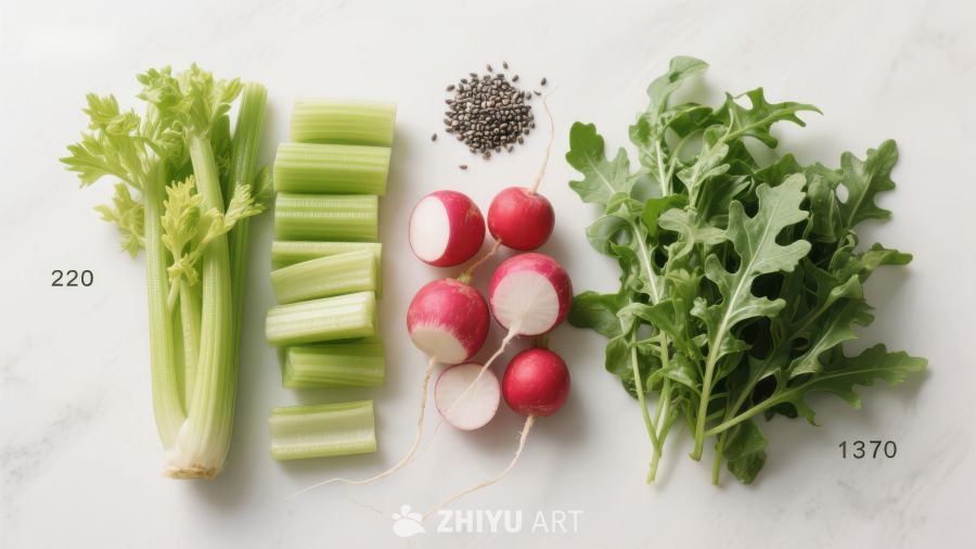 新鲜蔬菜排列展示