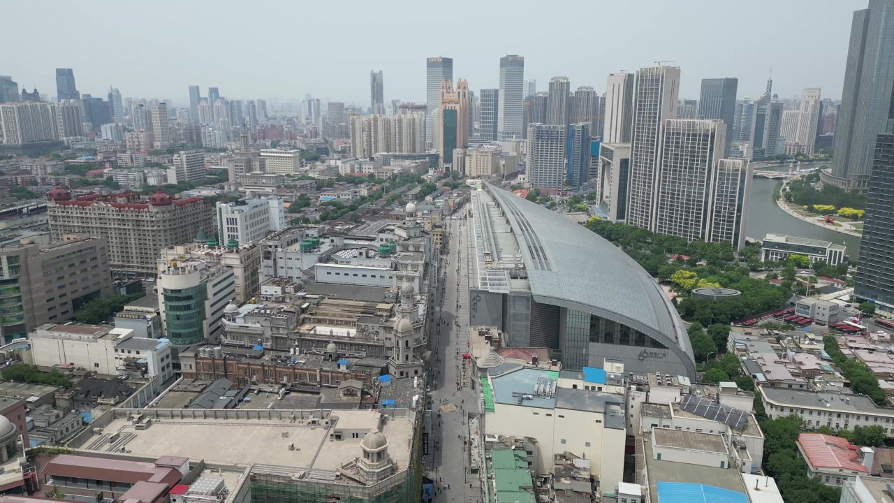  航拍天津金街商业街