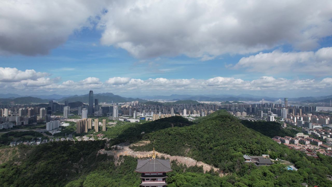 浙江台州白云阁地标建筑航拍