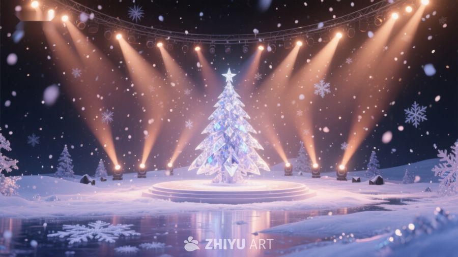 璀璨圣诞树舞台夜景 54