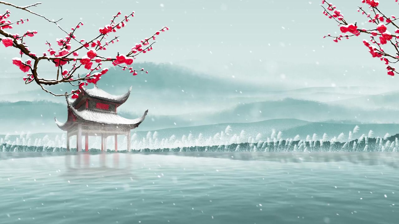 中国风水墨梅花古风戏曲晚会LED视频素材 14