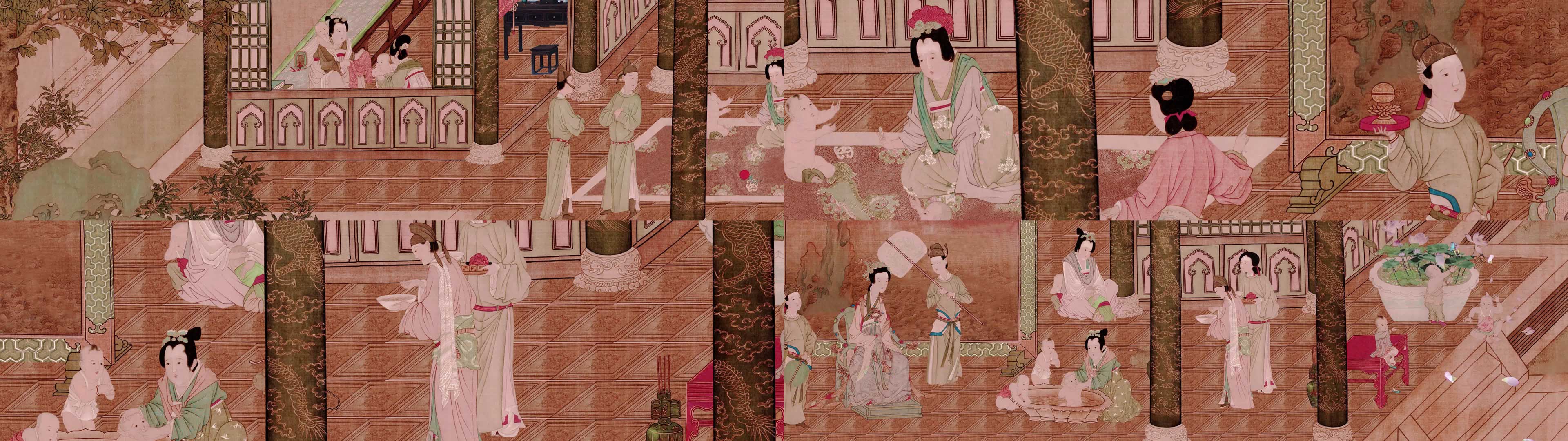 AE宽屏8K唐朝后宫日常生活情境古画动画模板