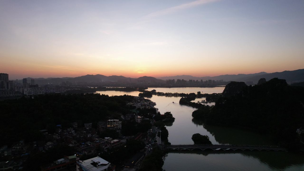 广东肇庆城市风光旅游景区航拍 