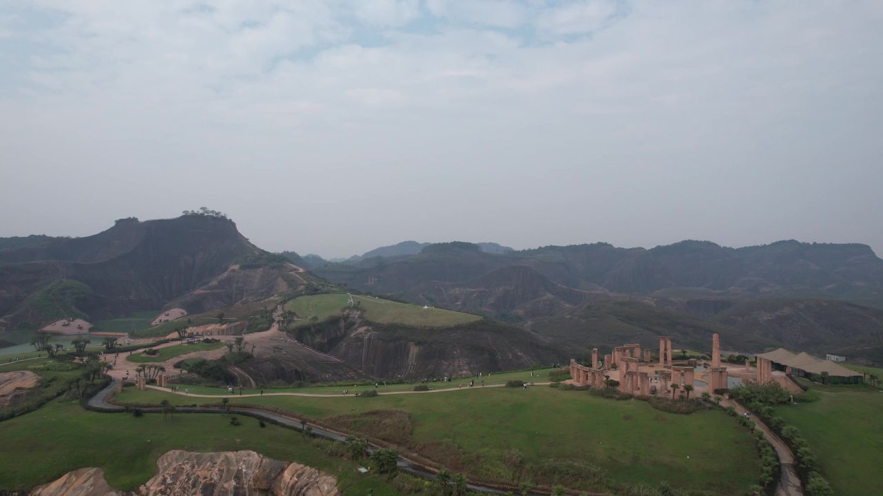 湖南郴州高倚岭风景区丹霞地貌航拍 