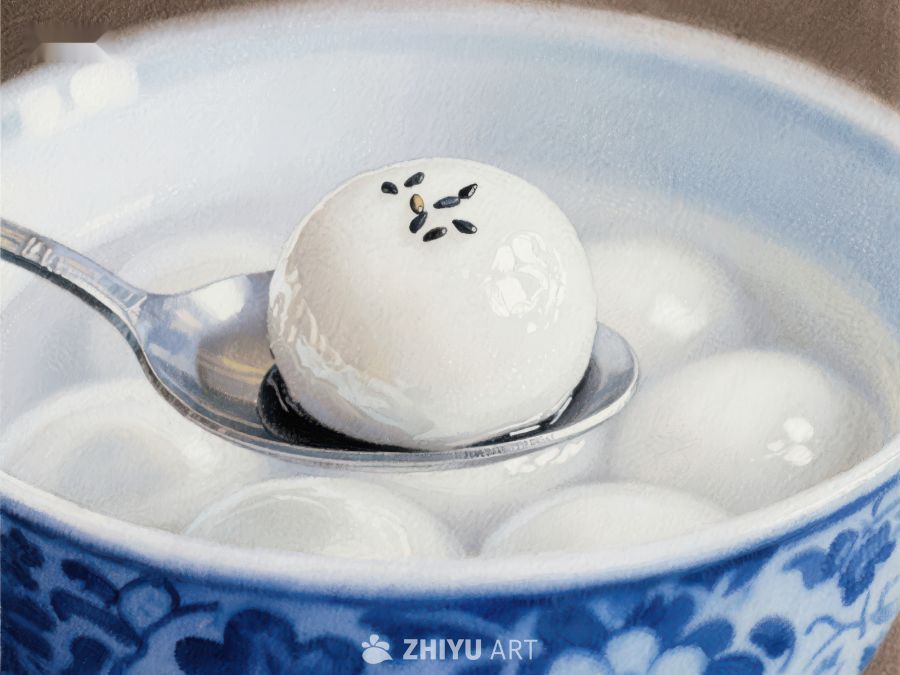汤圆特写：芝麻点缀的美味 1154
