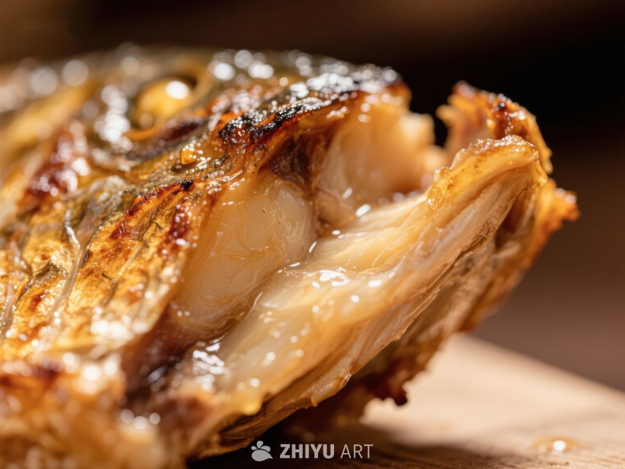 烤鱼特写：金黄酥脆的美味