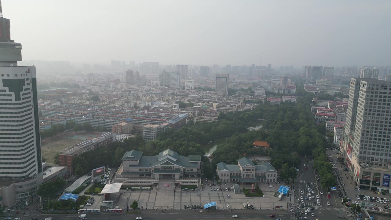 航拍山东济宁文化广场