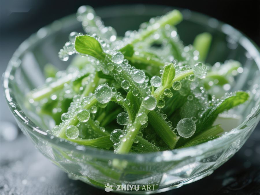清脆绿叶蔬菜，水珠点缀 1207