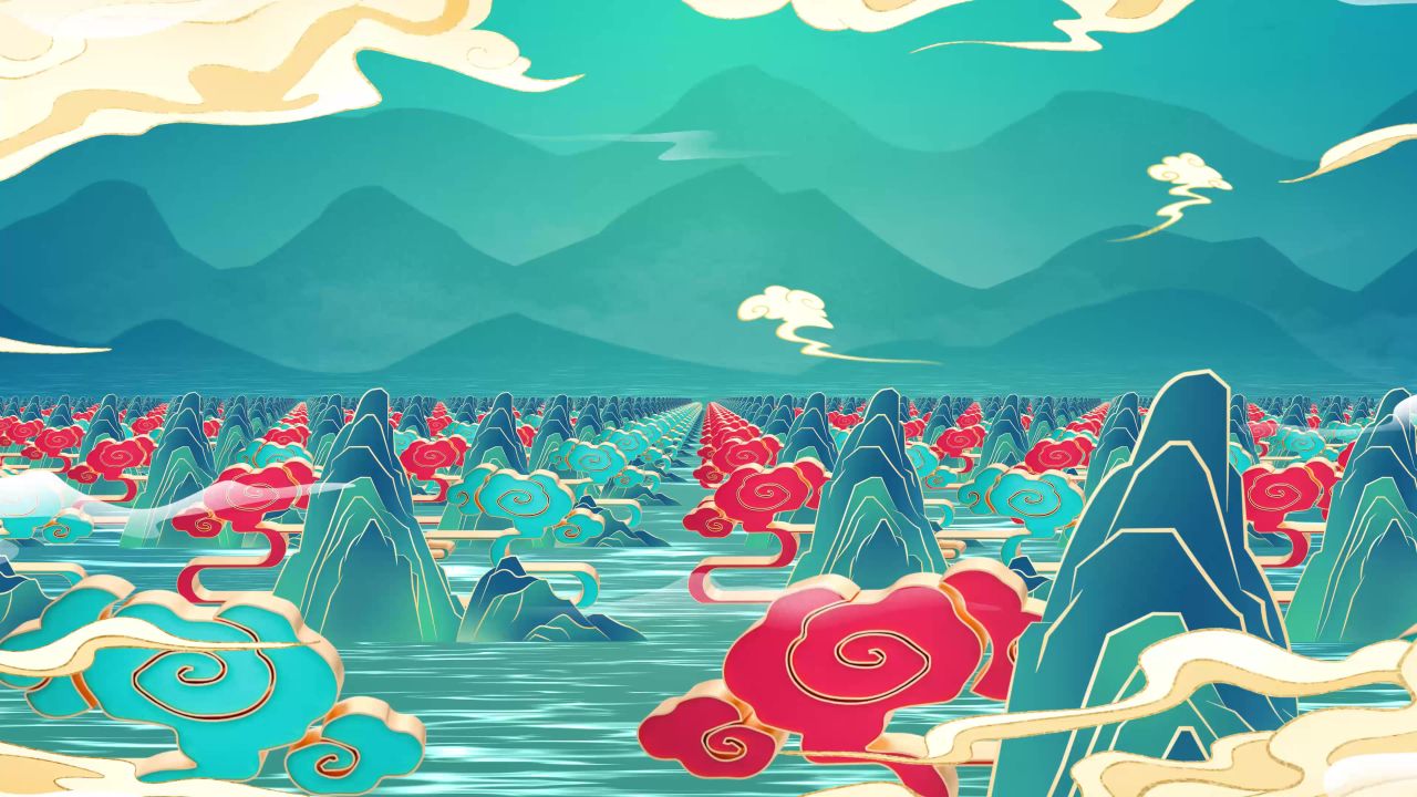 古风背景视频 中国风 意境春天 桃花 水墨 7