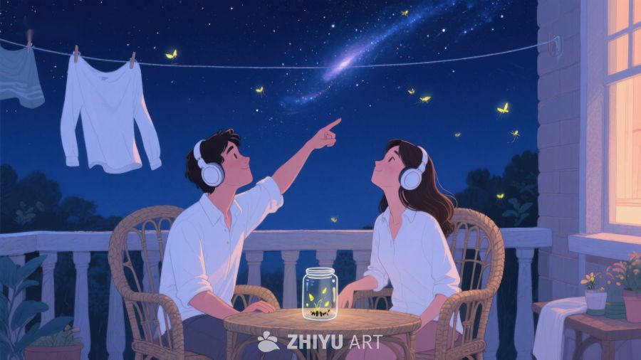 夜空下情侣共赏流星 587