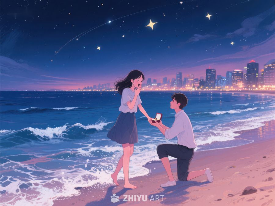 海边夜景下的求婚瞬间 249