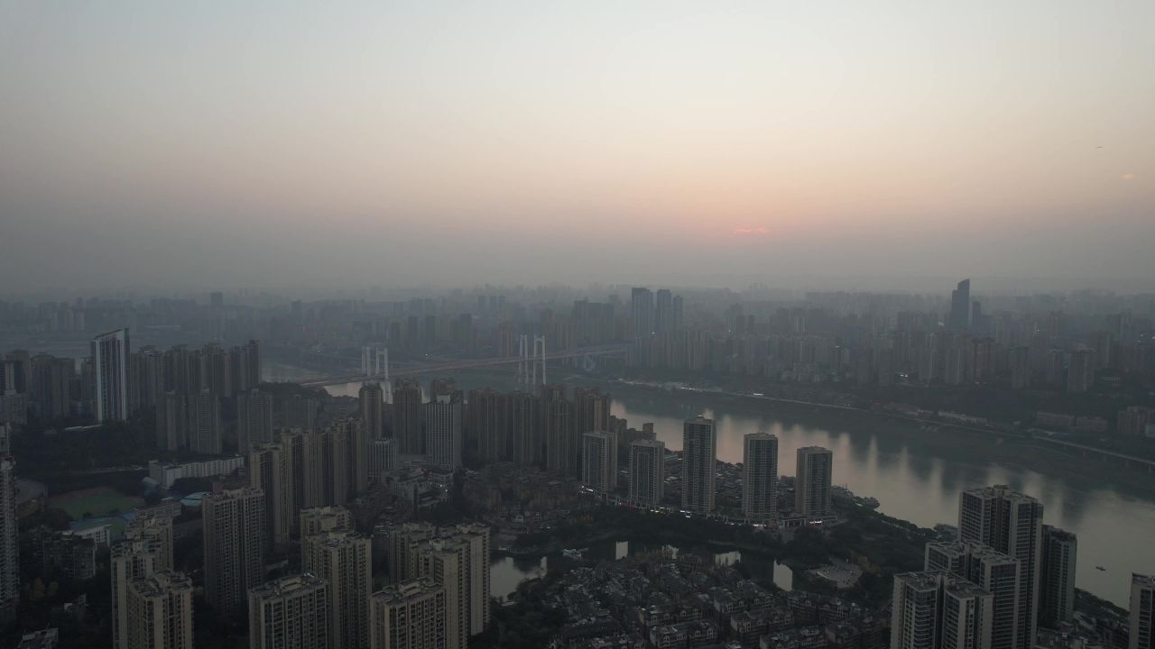  重庆夕阳晚霞日落航拍