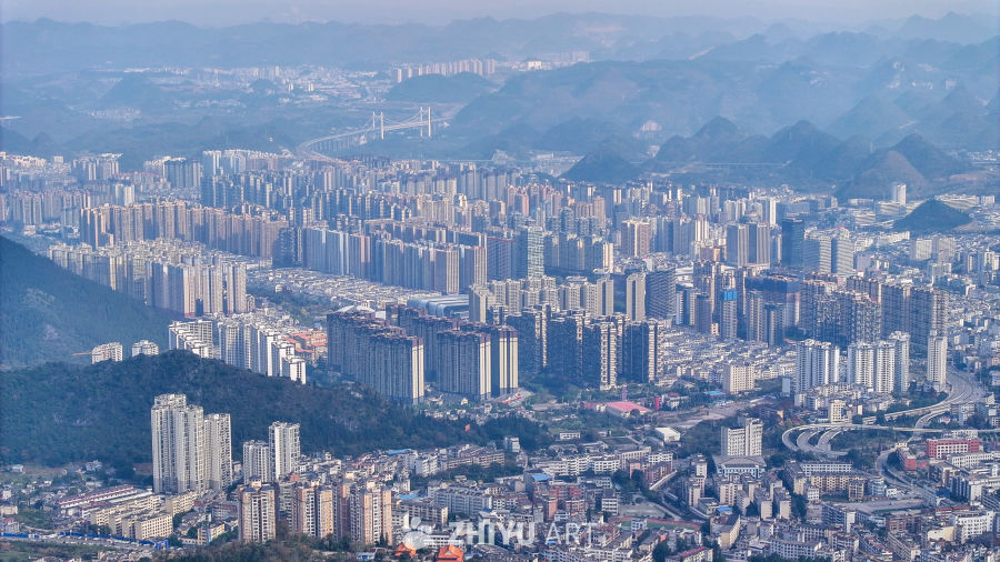 航拍贵州兴义市城市建筑  1