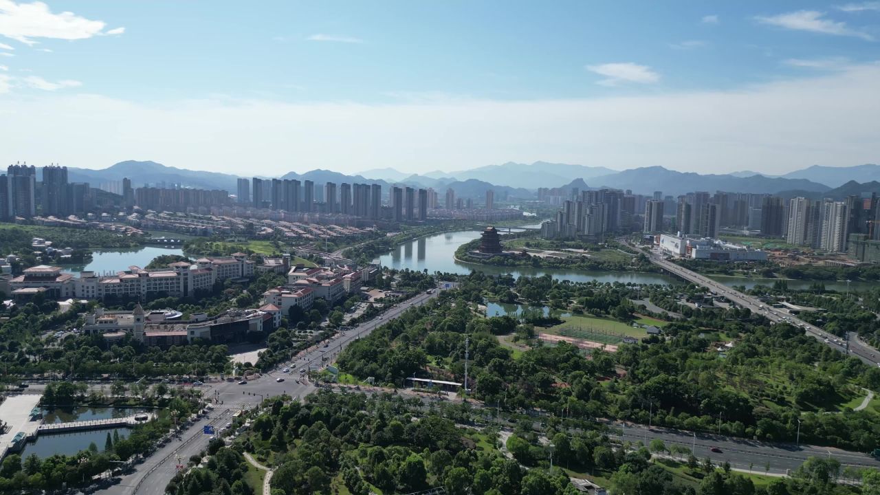  航拍江西宜春丰城广场