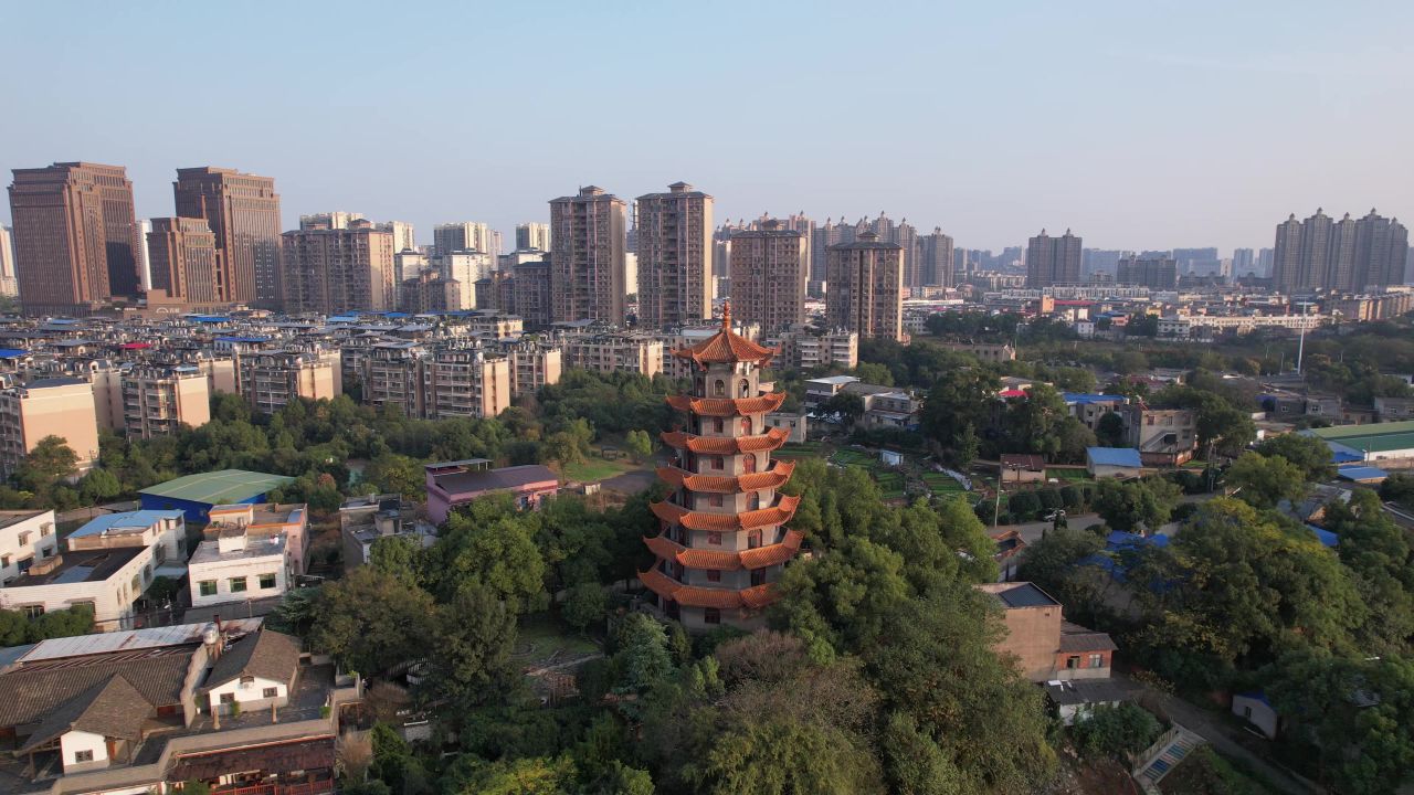 湖南湘潭城市万峰塔航拍
