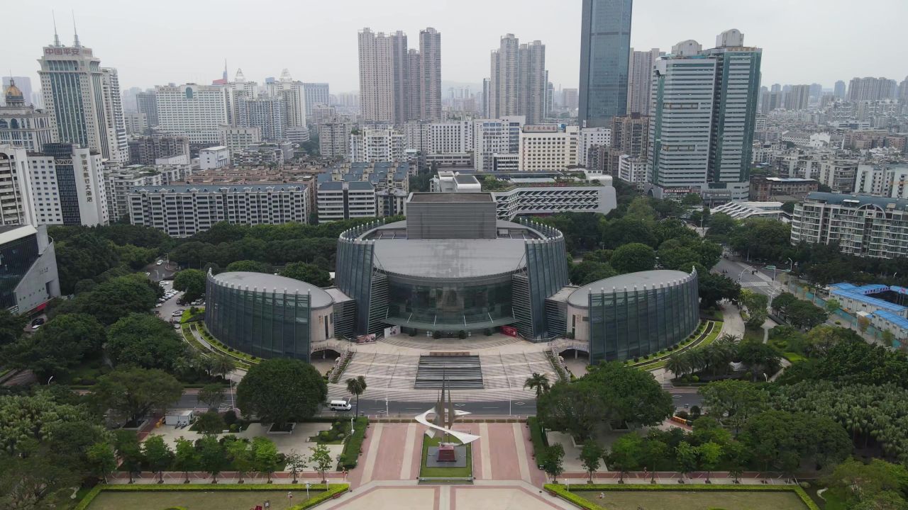 福州大剧院地标建筑航拍 