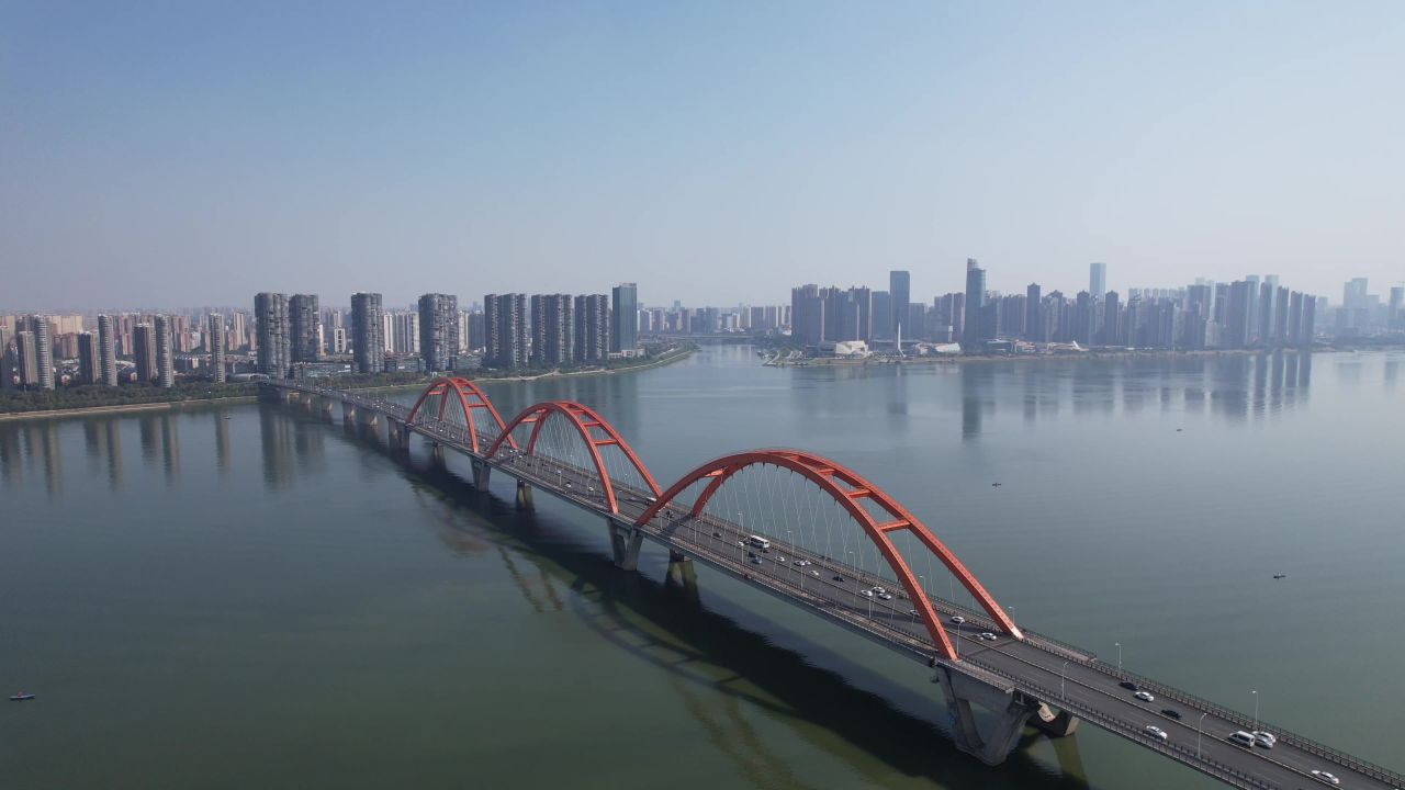 湖南长沙湘江福元路大桥航拍