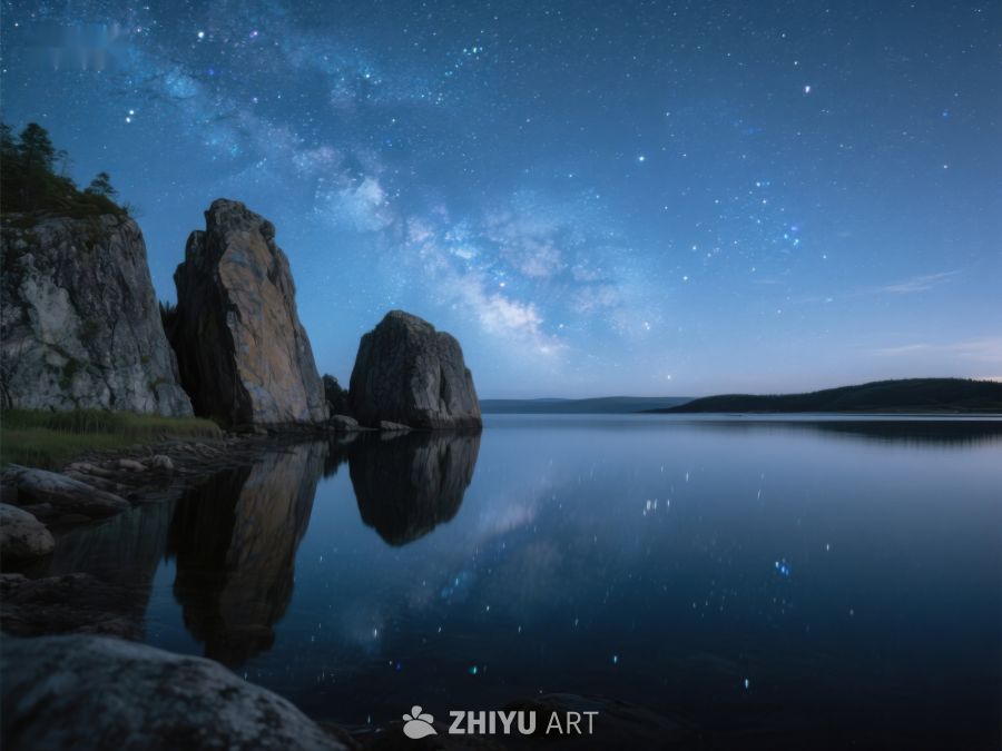 星河映湖，岩石静谧夜景 147