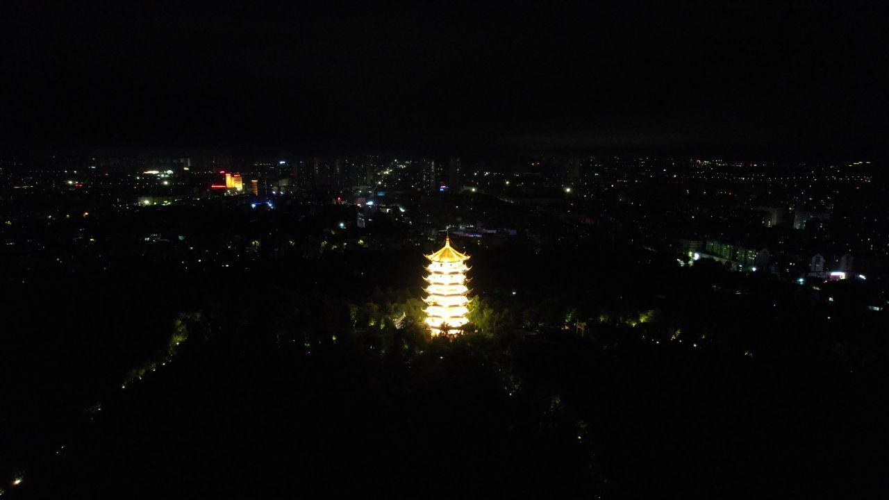 安徽蚌埠城市夜景灯光航拍  