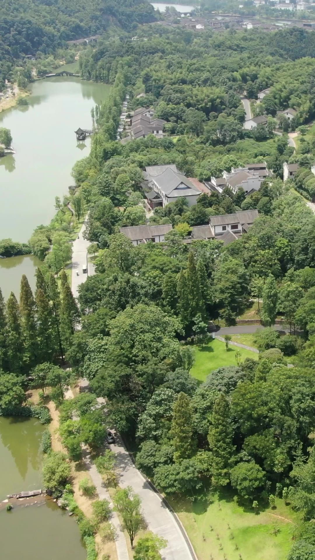  旅游景区湖南常德桃花源古镇竖屏航拍