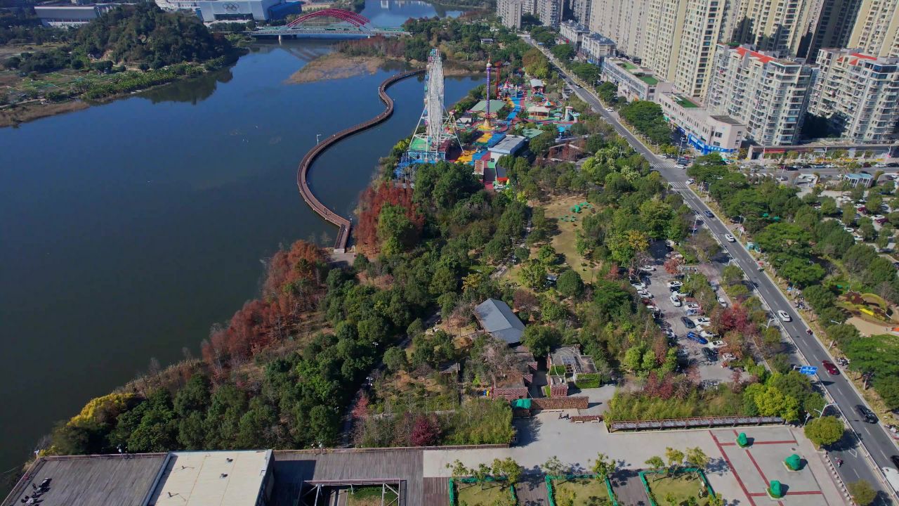 航拍宁德北岸公园景观