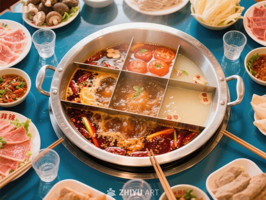 火锅盛宴：四格锅底搭配丰富食材 189