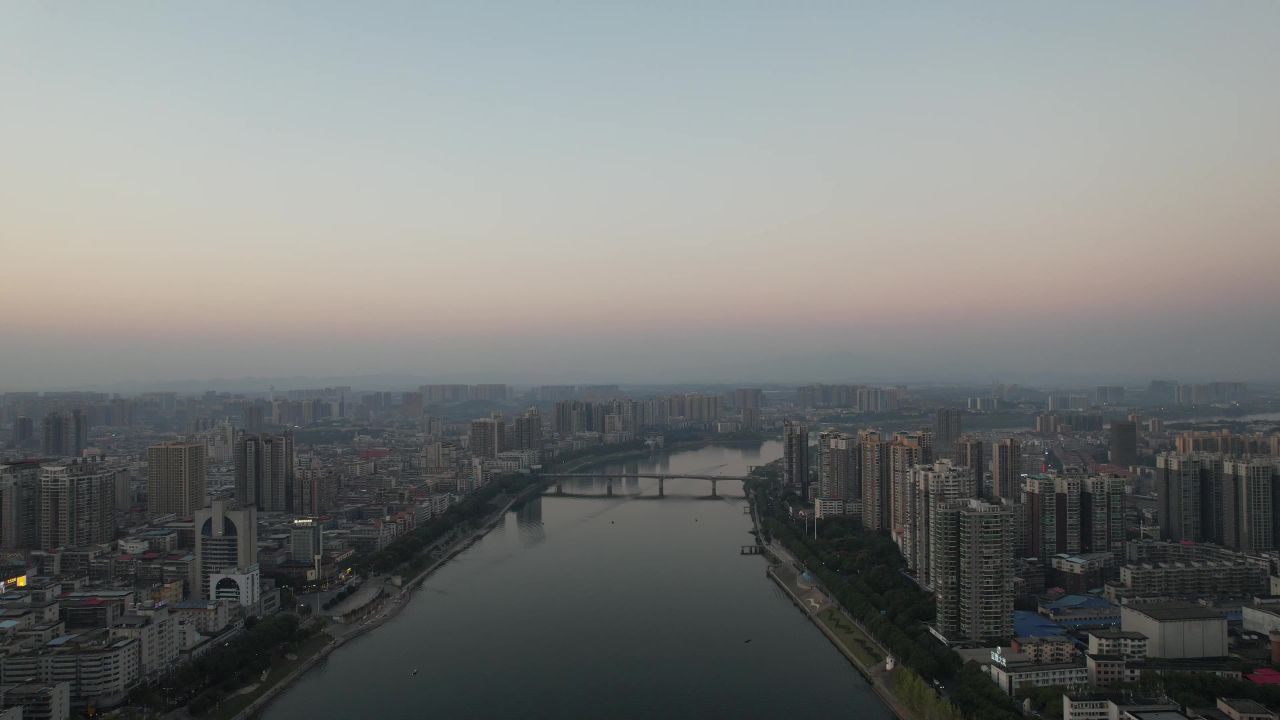 湖南衡阳日落晚霞夕阳火烧云航拍 