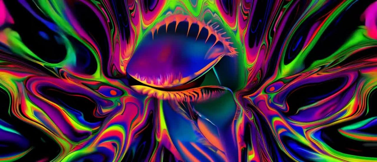 迷幻漩涡背景中的锯齿眼结构