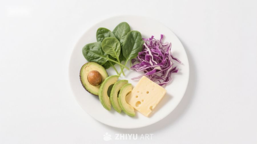盘中新鲜蔬菜与奶酪