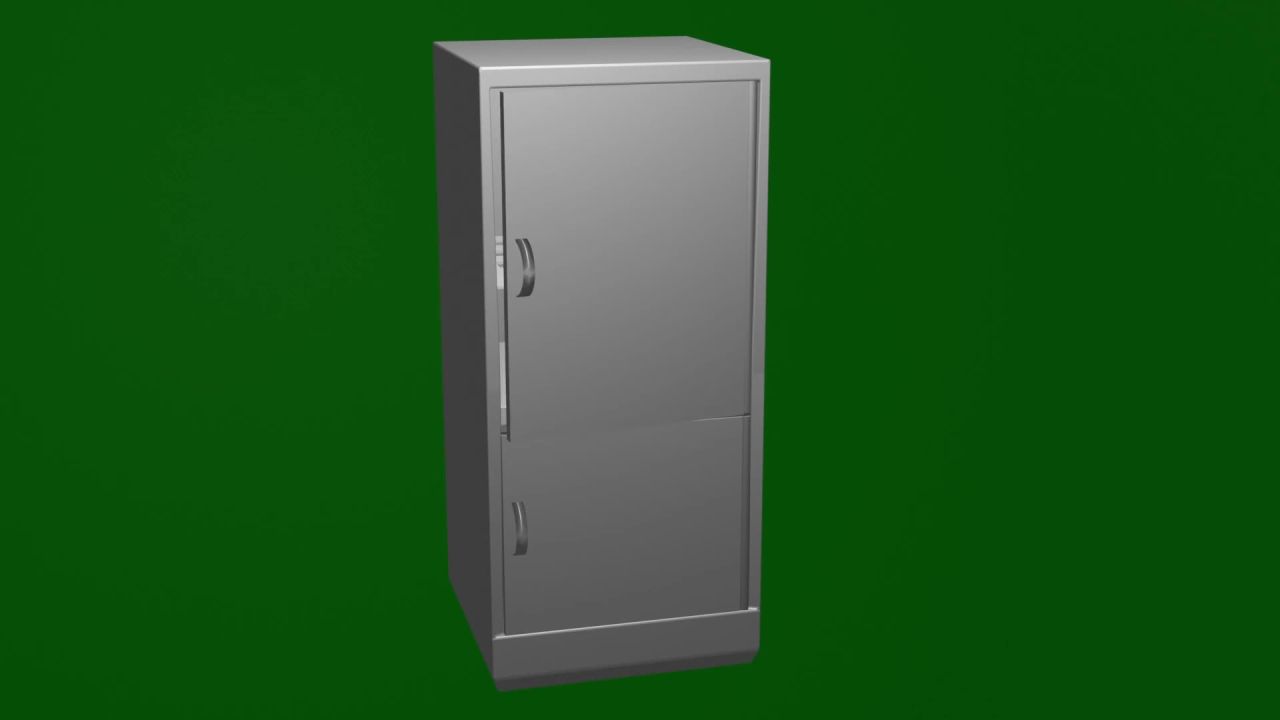 无限无缝循环3D冰箱打开关闭动画绿屏抠像