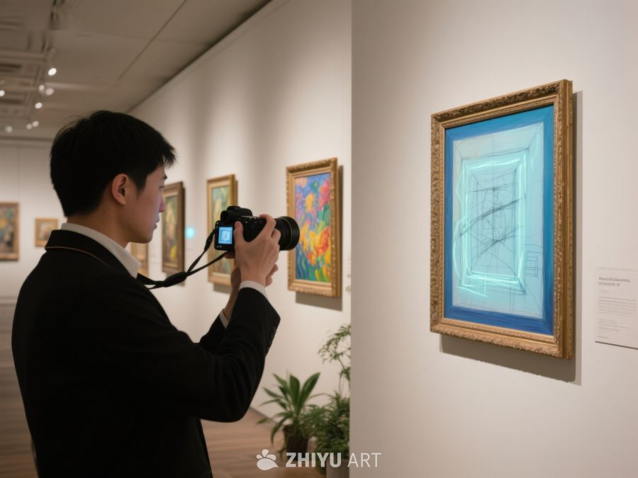 参观者在美术馆拍摄抽象画作 6