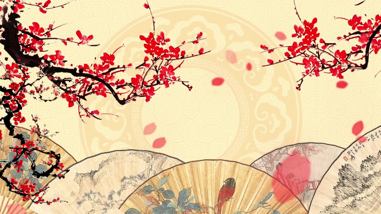 中国风水墨梅花古风戏曲晚会LED视频素材 48