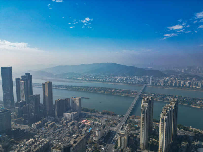 湖南长沙城市风光航拍摄影图