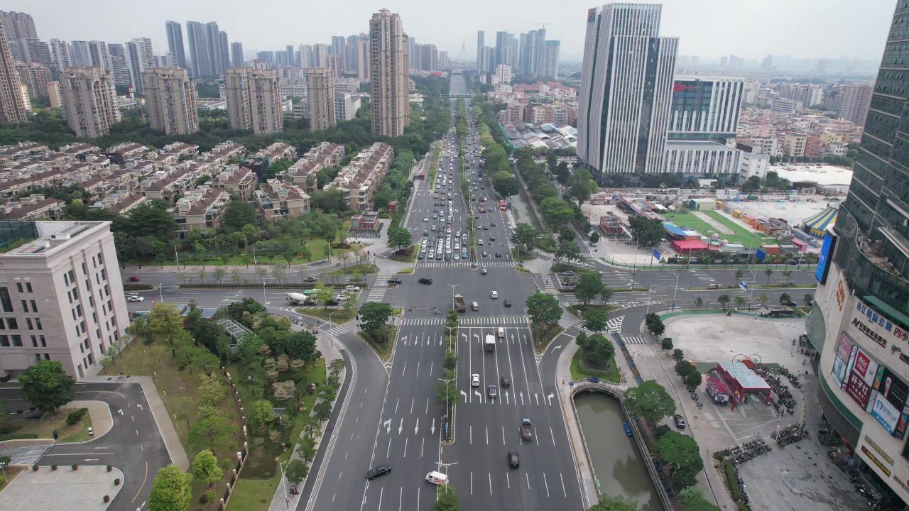 广东佛山城市风光航拍 